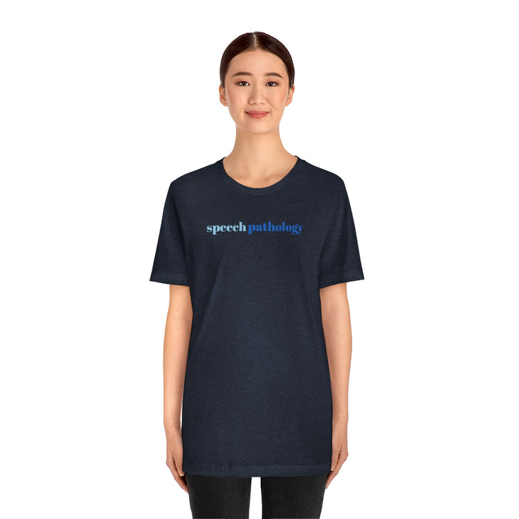 blue simple speech pathology short sleeve tee