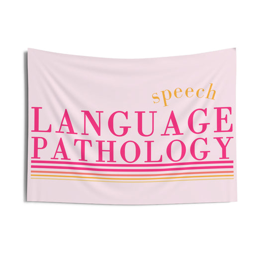 speech language pathology pink lines wall tapestry