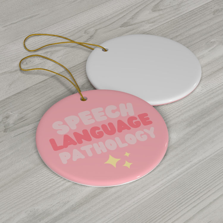 speech language pathology pink glass ornament