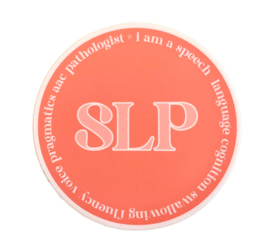 pink SLP scope of practice circle sticker