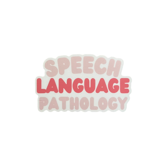 speech language pathology pink block sticker
