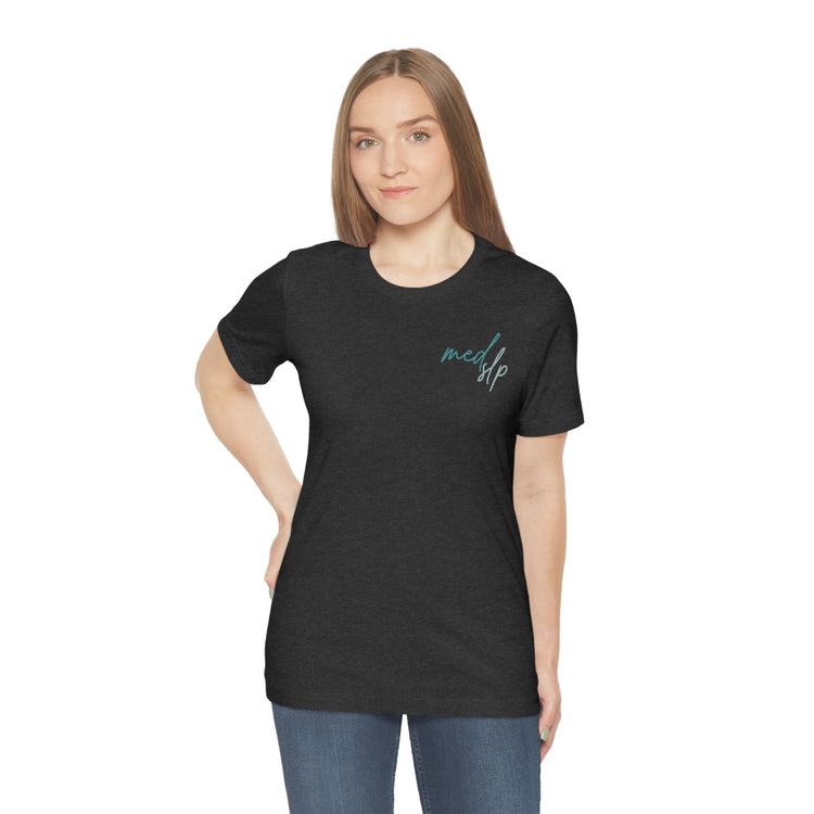 simple medSLP cursive short sleeve tee