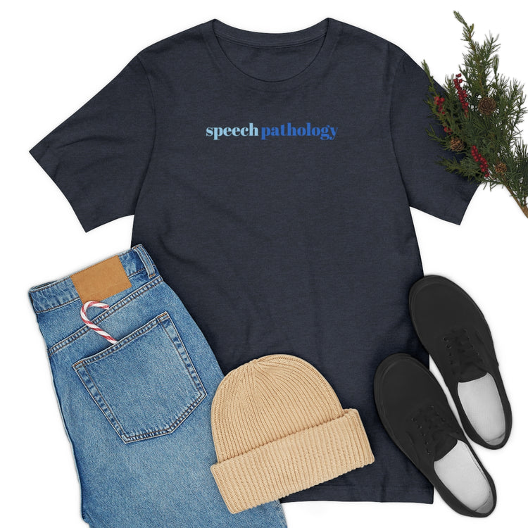 blue simple speech pathology short sleeve tee