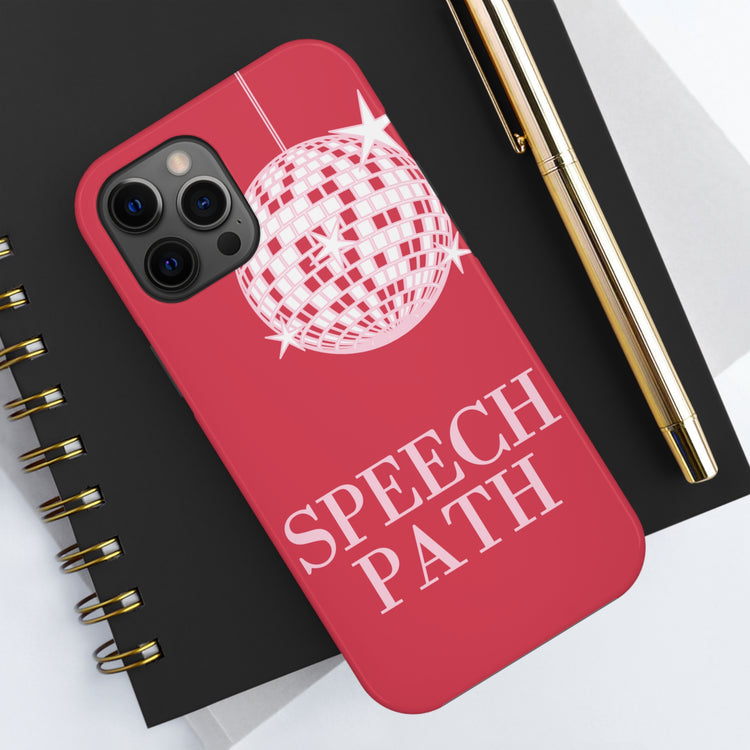 speech path disco ball red iPhone case