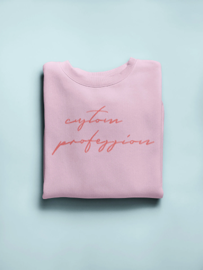 custom profession pink cursive crewneck