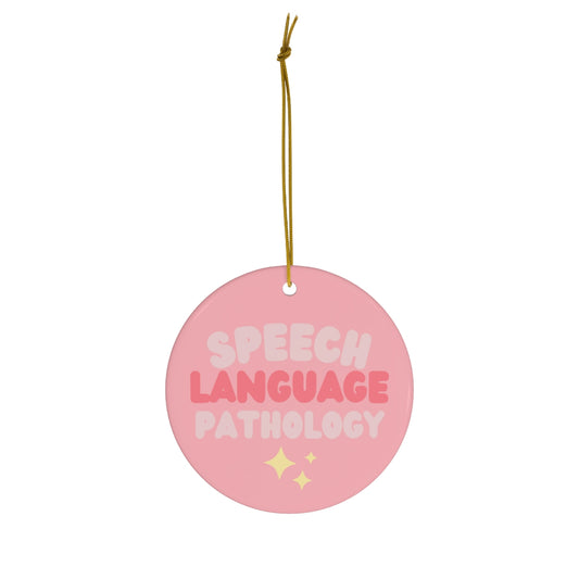 speech language pathology pink glass ornament