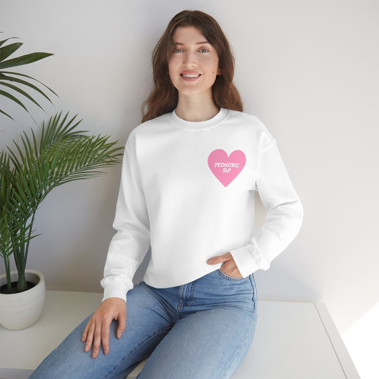 pediatric SLP heart crewneck