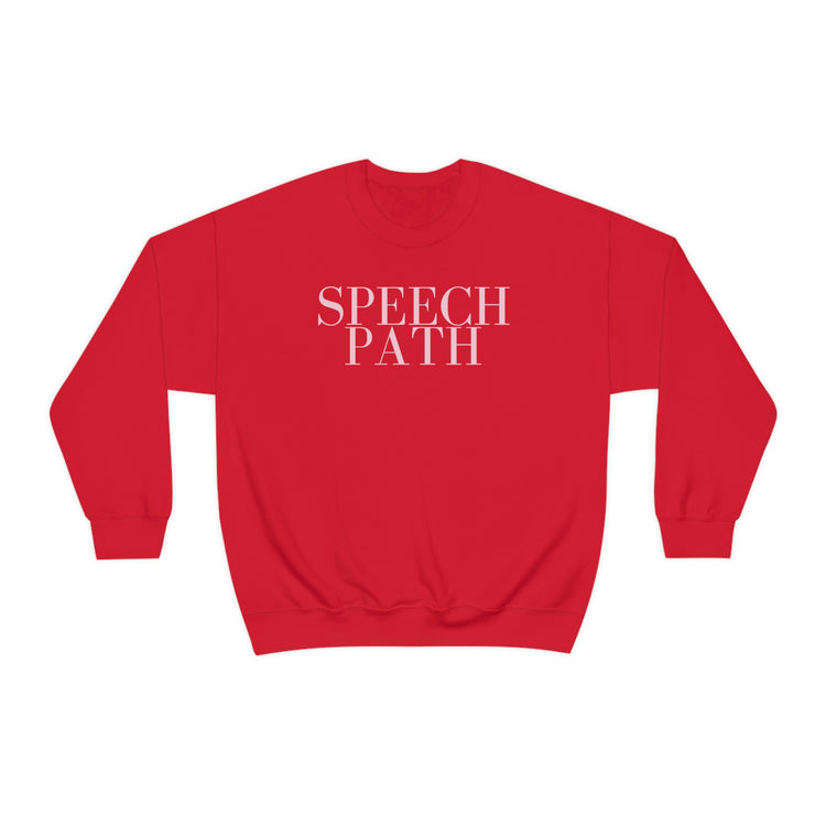 simple speech path red crewneck