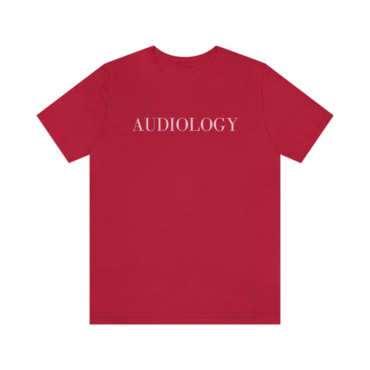simple red/pink audiology short sleeve tee