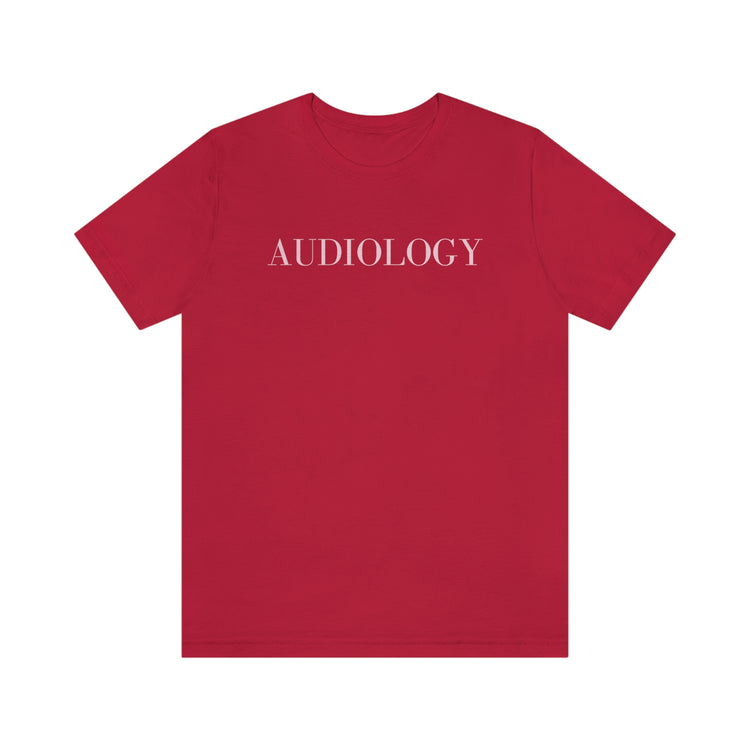 simple red/pink audiology short sleeve tee