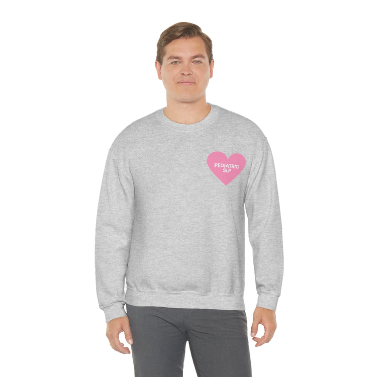 pediatric SLP heart crewneck