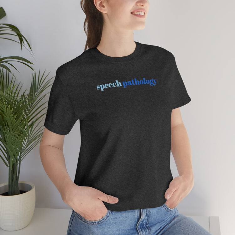 blue simple speech pathology short sleeve tee