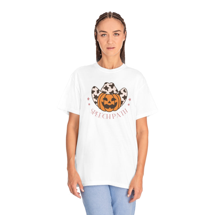 cowboy pumpkin speech path comfort colors tee