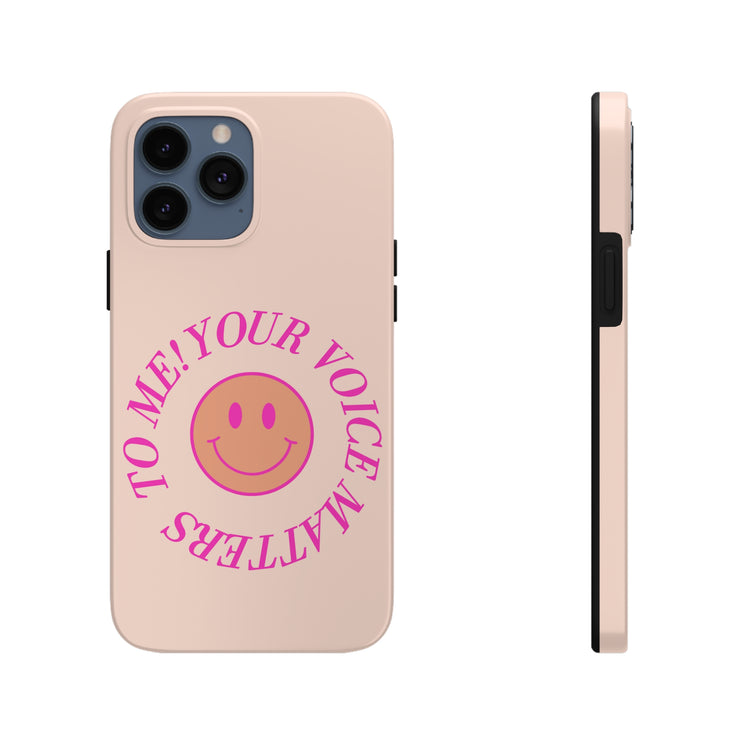 your voice matters smiley iPhone case