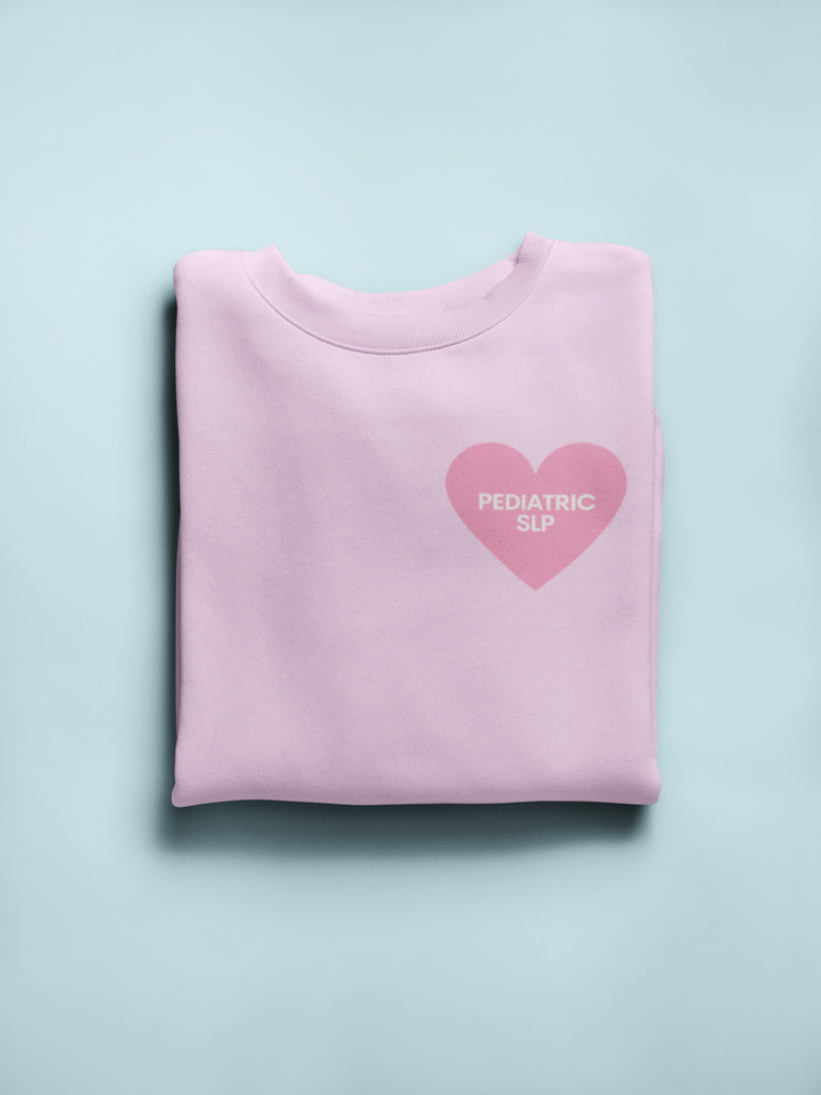 pediatric SLP heart crewneck