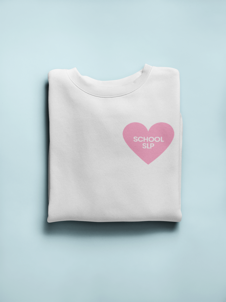 school SLP heart crewneck